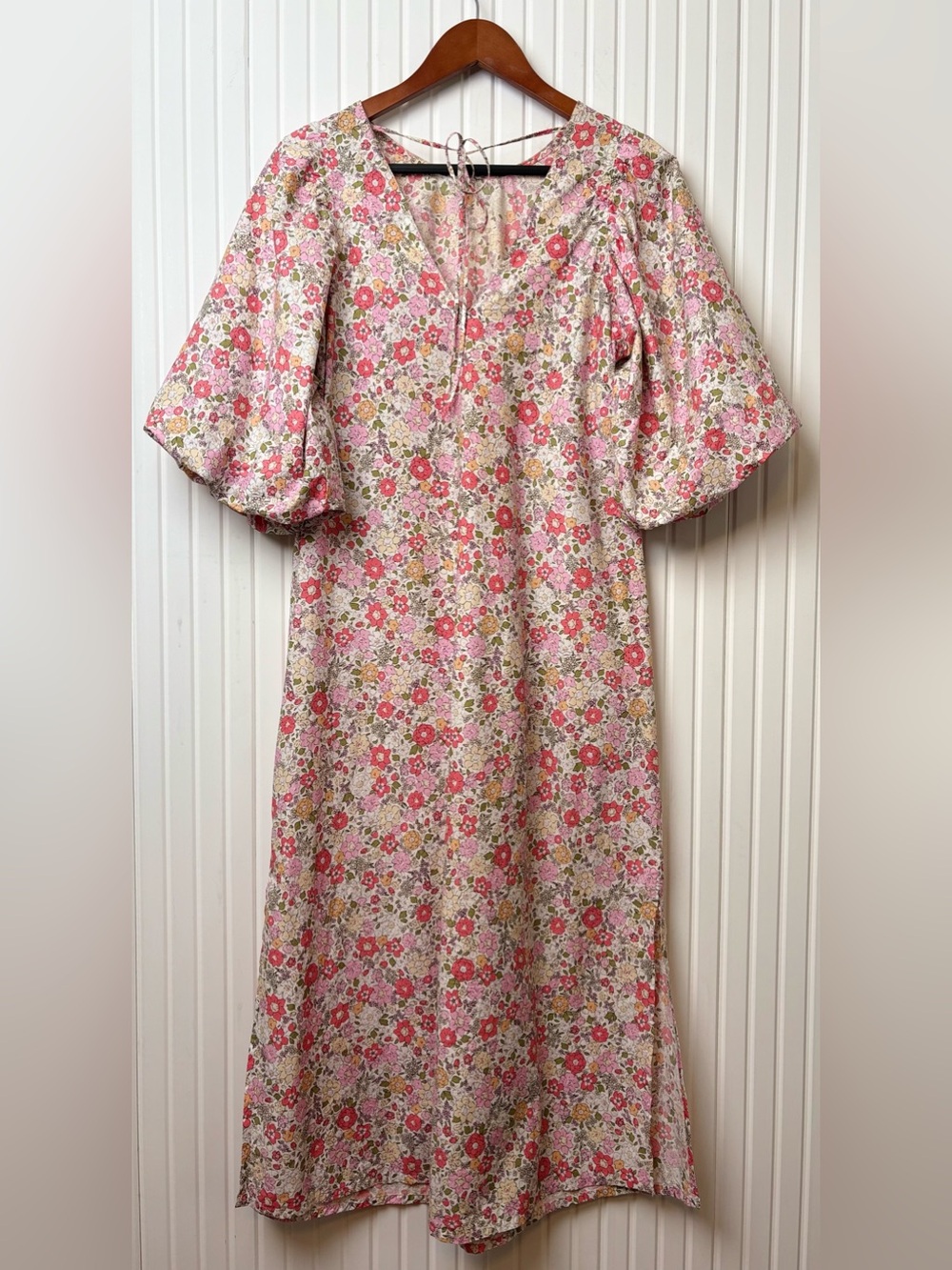 H&M Womens Floral Puff Sleeve Maxi Dress XS Cottagecore Bohemian Peasant Modest - Picture 4 of 16